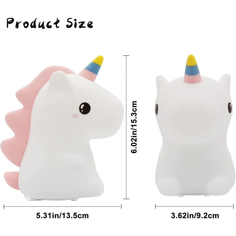 Unicorn Night Light Factory - 16 Color Changing USB Rechargeable Nightlight for Kids Bedroom