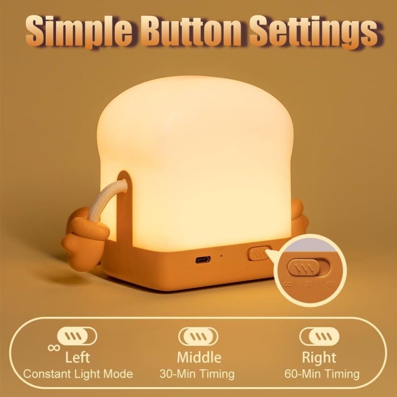 USB Night Light Factory - Rechargeable Touch Control Toast Lamp with Phone Stand Function