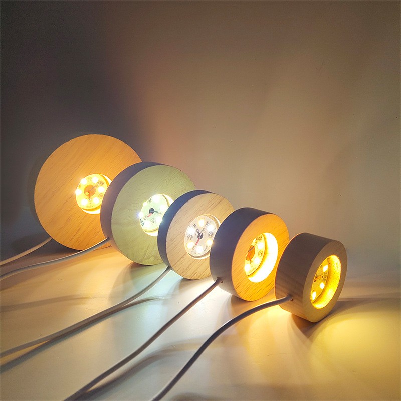 3D Night Light Manufacturer - Wooden Circle Base 3D LED Night Light for Acrylic Glass Art