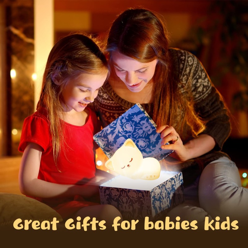 Cat Night Light Factory - Tap Control Cat Shape USB Rechargeable Remote Lamp for Kids Bedroom
