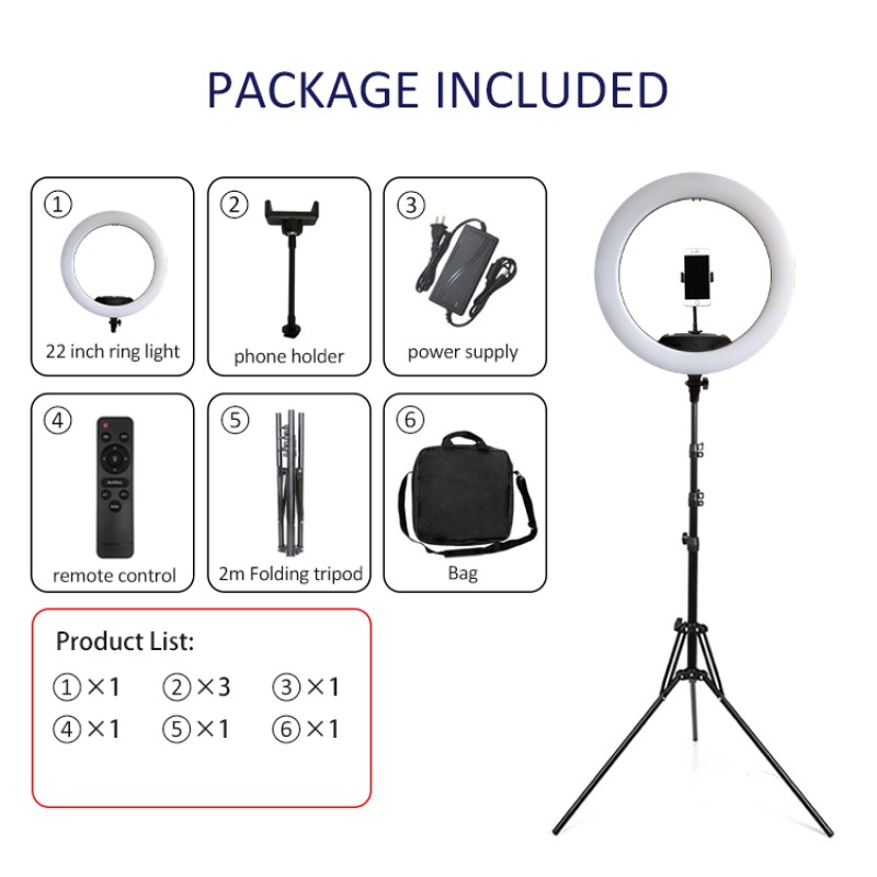 Ring Light Kit Manufacturer - 22 Inch Rechargeable Ring Light with 2m Tripod Video Vlogging Kit
