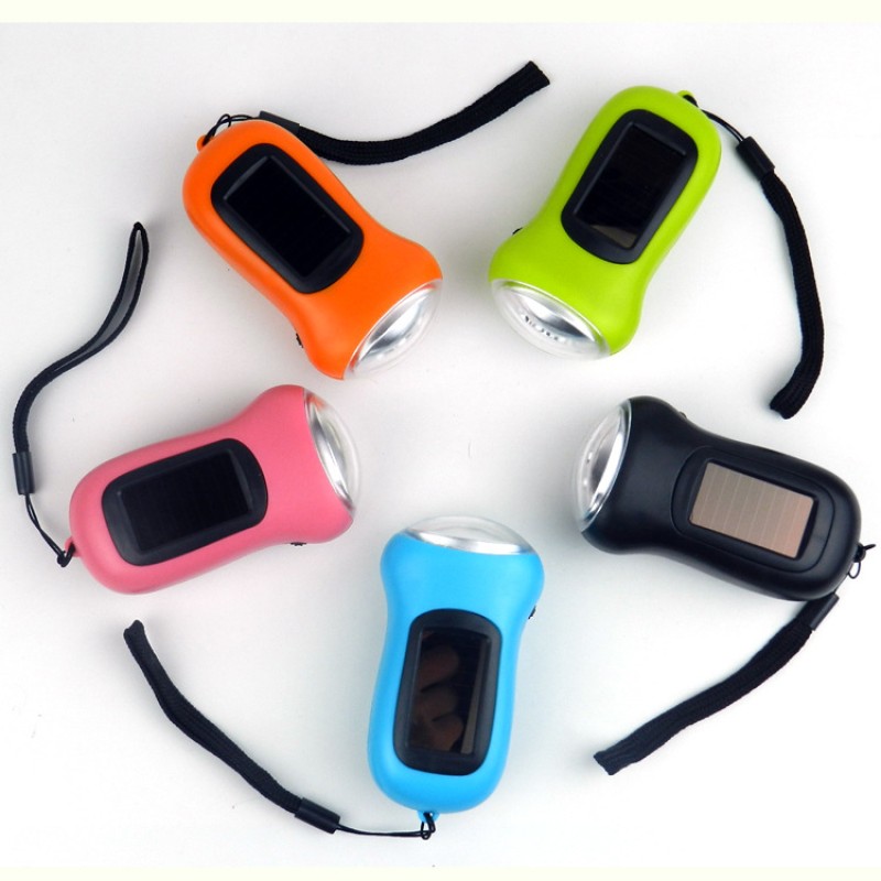Solar Flashlight Manufacturer - Mini Hand Crank Solar Powered LED Flashlight Emergency Charging