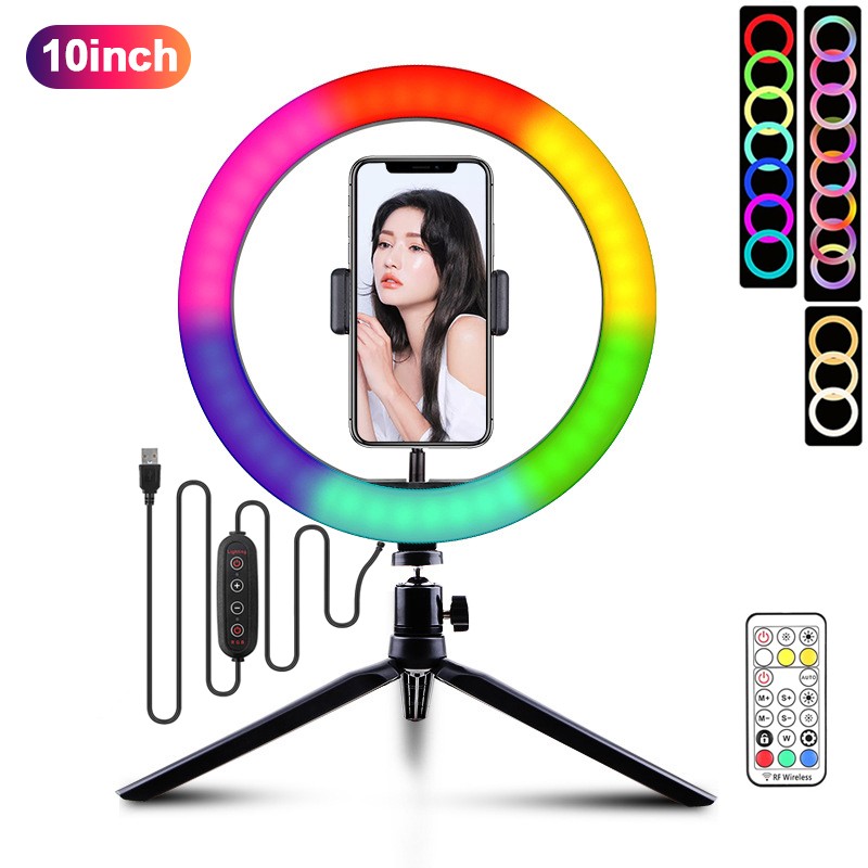 LED Ring Light Factory - 10inch TikTok Ring Light with Phone Holder RGB Light Desktop Tripod