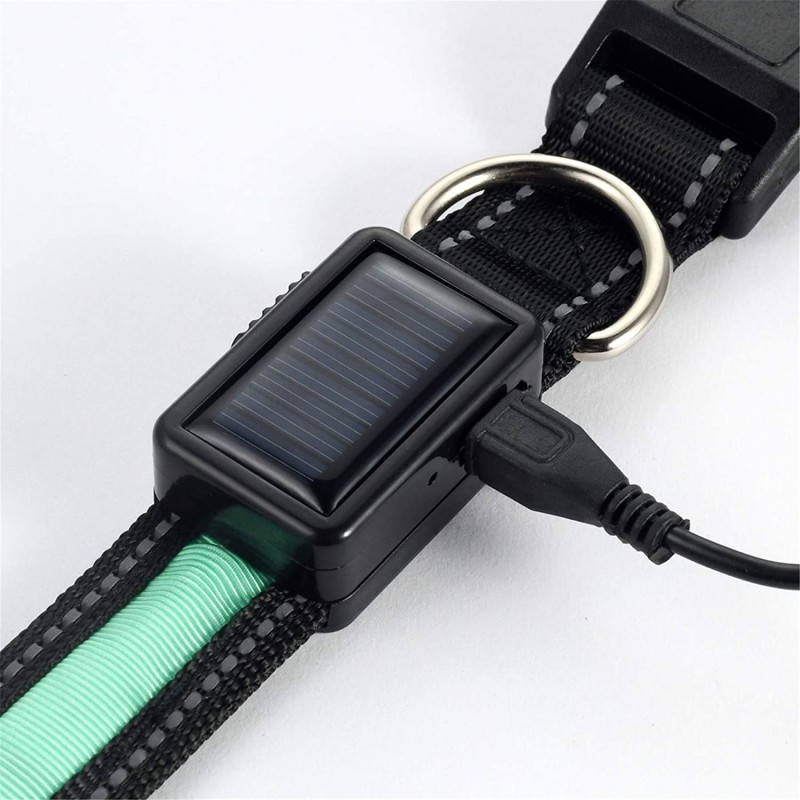 Dog Safety Collar Factory - Premium Nylon Solar USB Rechargeable LED Lighted Dog Safety Collar