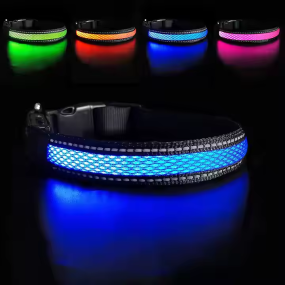 LED Dog Collar Supplier - Adjustable Flashing Lights Dog Collar Lightweight Rechargeable Glow