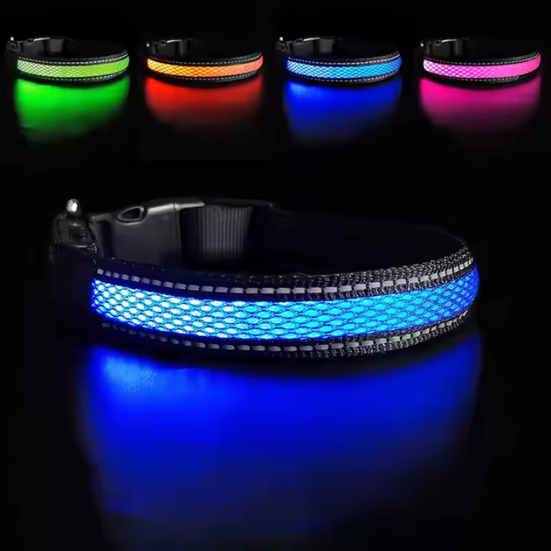 LED Dog Collar Supplier - Adjustable Flashing Lights Dog Collar Lightweight Rechargeable Glow