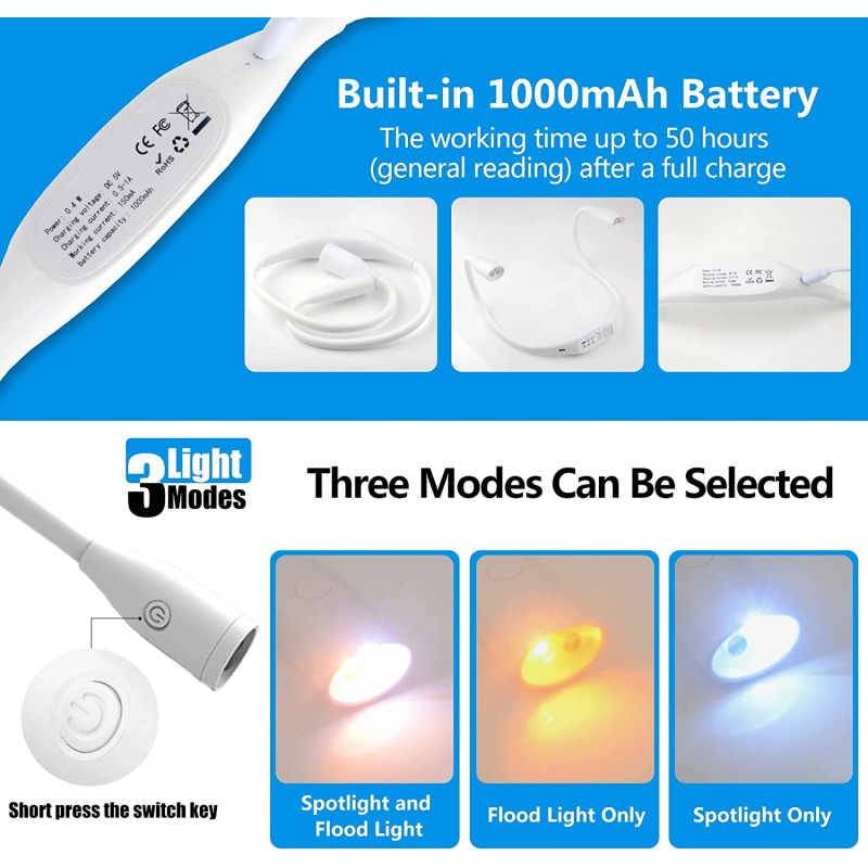Neck Reading Light Supplier - Flexible Arm USB Rechargeable LED Light for Reading Repairing