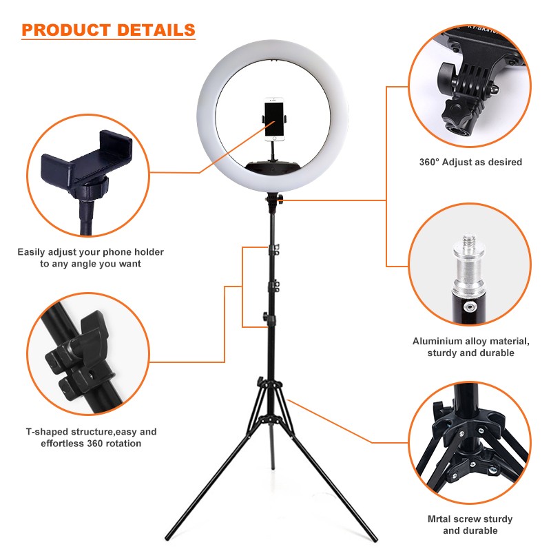 Ring Light Kit Manufacturer - 22 Inch Rechargeable Ring Light with 2m Tripod Video Vlogging Kit