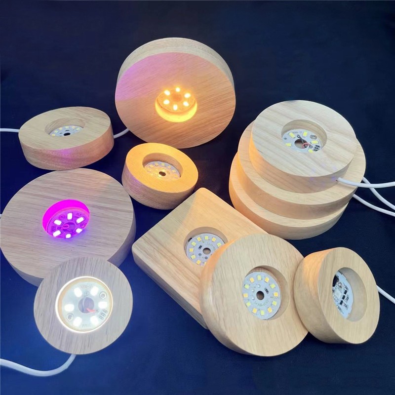 3D Night Light Manufacturer - Wooden Circle Base 3D LED Night Light for Acrylic Glass Art