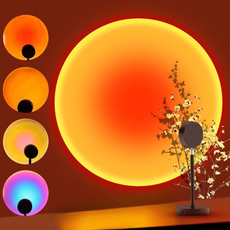 Atmosphere Lamp Factory - 360 Adjustable 16 Colors Sunset Lamp with Remote Control RGB Projector