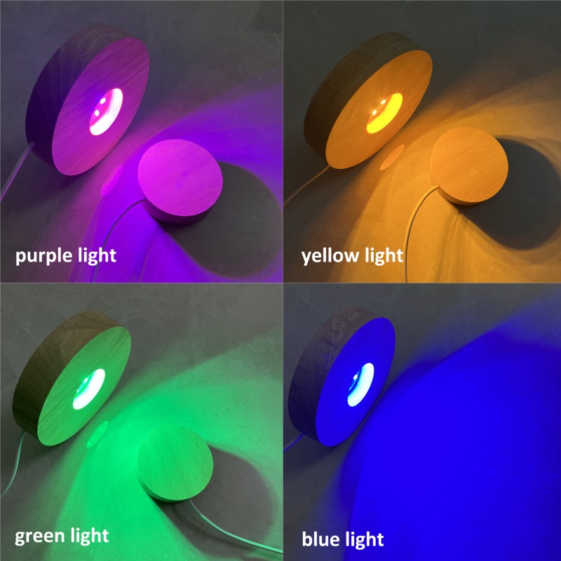 3D Night Light Manufacturer - Wooden Circle Base 3D LED Night Light for Acrylic Glass Art