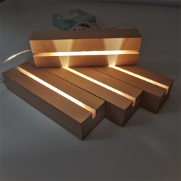 LED Display Base Supplier - Wooden Rectangle Light Base Dimmable Colorful Stand for Acrylic Crystal
