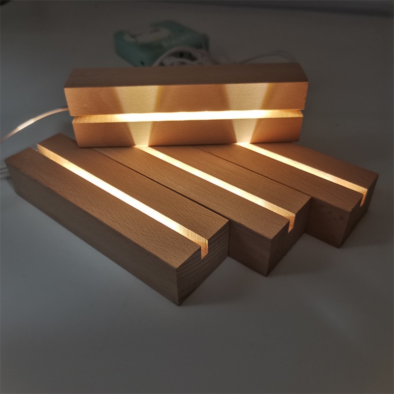 LED Display Base Supplier - Wooden Rectangle Light Base Dimmable Colorful Stand for Acrylic Crystal