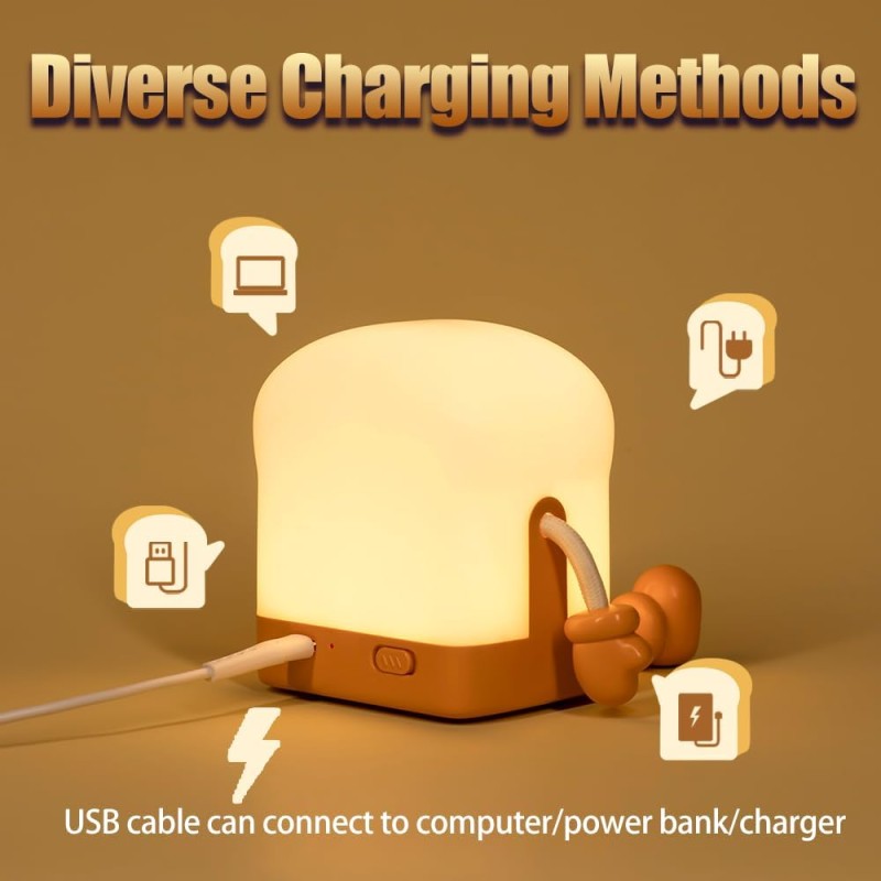 USB Night Light Factory - Rechargeable Touch Control Toast Lamp with Phone Stand Function