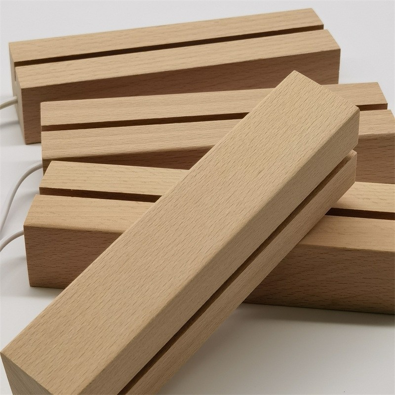 LED Display Base Supplier - Wooden Rectangle Light Base Dimmable Colorful Stand for Acrylic Crystal