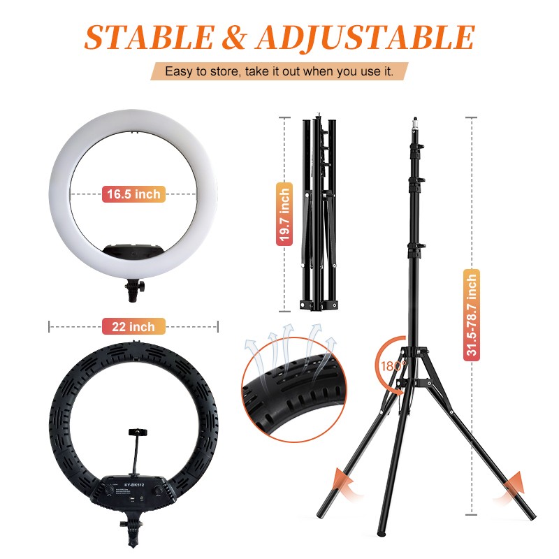Ring Light Kit Manufacturer - 22 Inch Rechargeable Ring Light with 2m Tripod Video Vlogging Kit