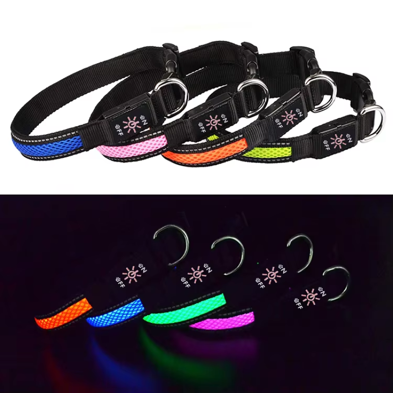 LED Dog Collar Supplier - Adjustable Flashing Lights Dog Collar Lightweight Rechargeable Glow