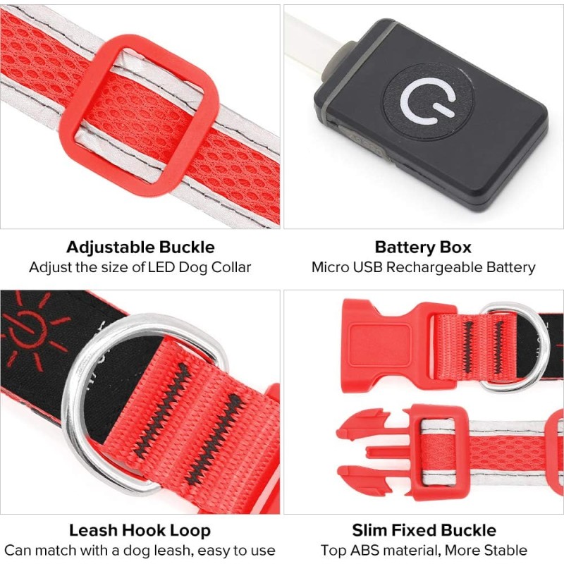 Electronics Dog Collar Manufacturer - Christmas Gift LED Dog Collar Adjustable Mesh Ring Light