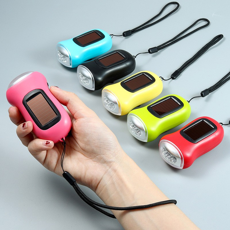 Solar Flashlight Manufacturer - Mini Hand Crank Solar Powered LED Flashlight Emergency Charging