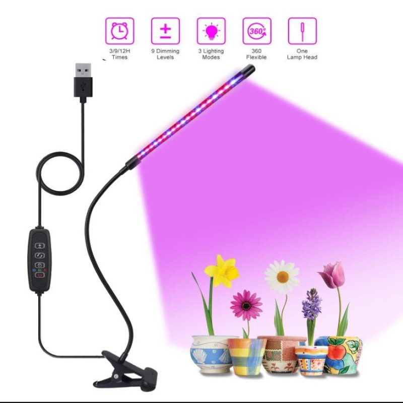 LED Grow Light Factory - 10W LED Plant Growth Light with Timer USB Port for Indoor Plants