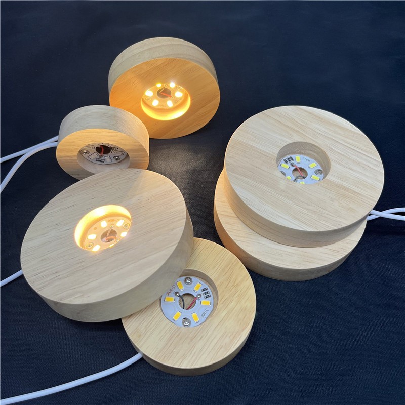 3D Night Light Manufacturer - Wooden Circle Base 3D LED Night Light for Acrylic Glass Art