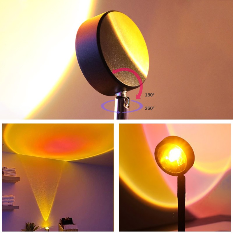 Atmosphere Lamp Factory - 360 Adjustable 16 Colors Sunset Lamp with Remote Control RGB Projector