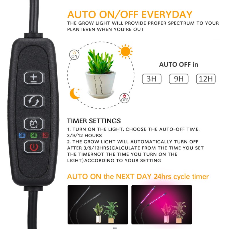 Indoor Grow Light Factory - 40W LED Plant Growth Light with Timer USB for Indoor Plants