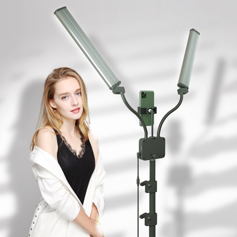 LED Makeup Lamp Supplier - Dual Arm Lash Lamp Flicker-free Lighting with Tripod Phone Holder