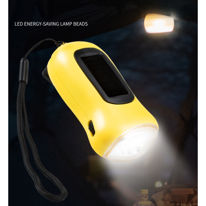 Solar Flashlight Manufacturer - Mini Hand Crank Solar Powered LED Flashlight Emergency Charging