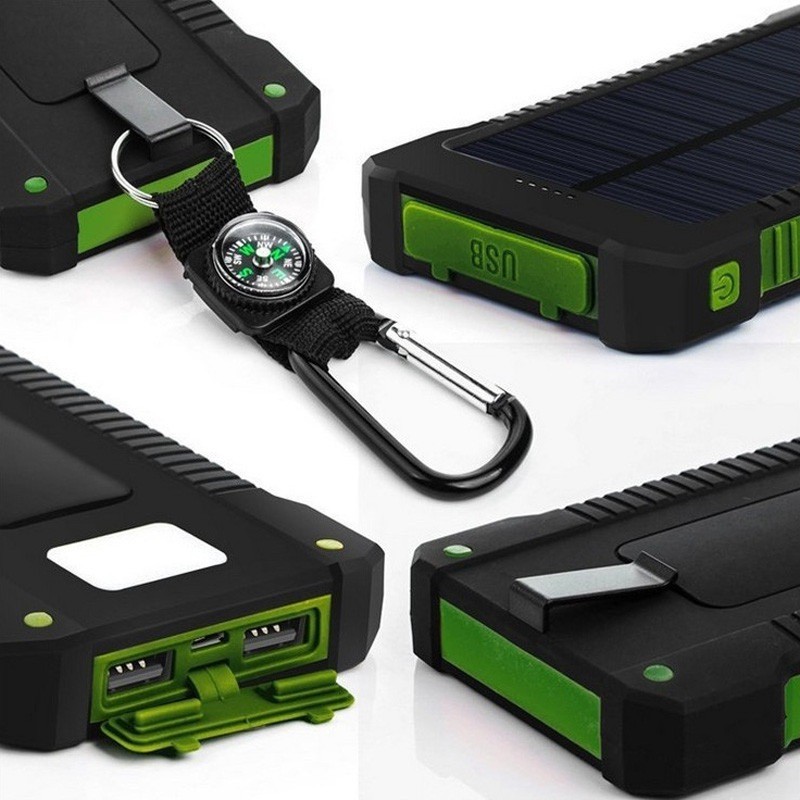 Solar Power Bank Manufacturer - 10000mAh Solar Charge Power Bank with USB Input LED Flashlight
