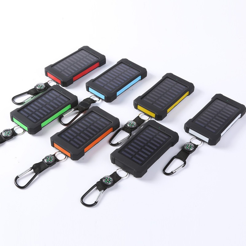 Solar Power Bank Manufacturer - 10000mAh Solar Charge Power Bank with USB Input LED Flashlight