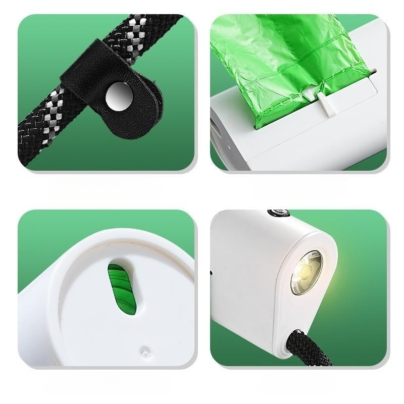 Dog Leash Manufacturer - Multi-functional LED Dog Walking Leash with Waste Bag Reflective