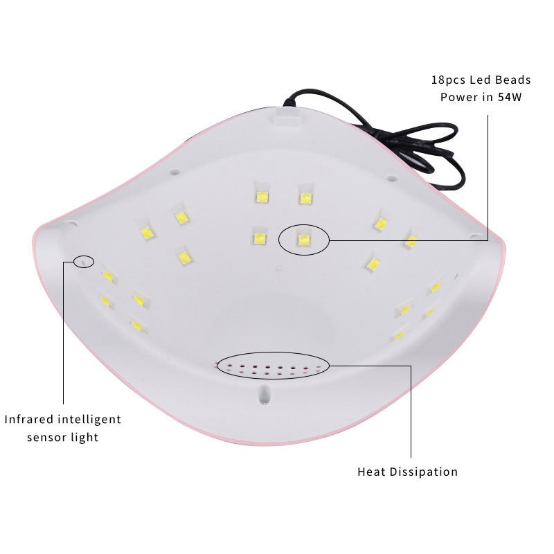 Portable Nail Lamp Supplier - 54W 18pcs Professional Fast Cure Nail Dryer for Acrylic Gel