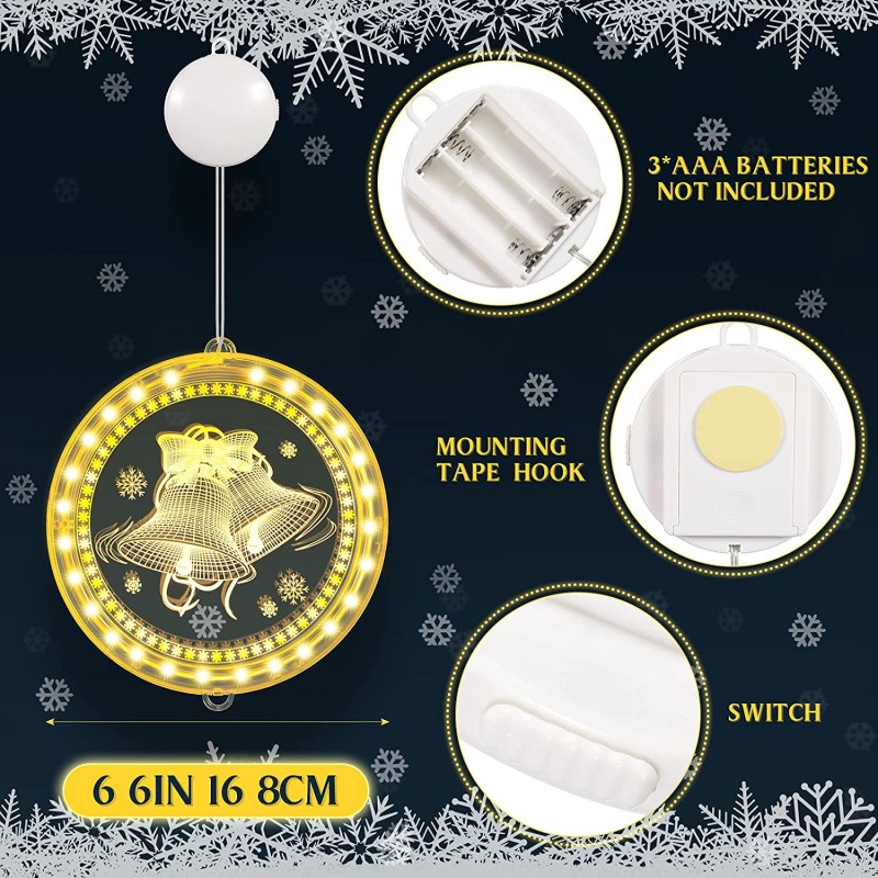 Window Lights Supplier - Christmas Window Lights Battery Operated 3D Lamp Indoor Outdoor Hanging