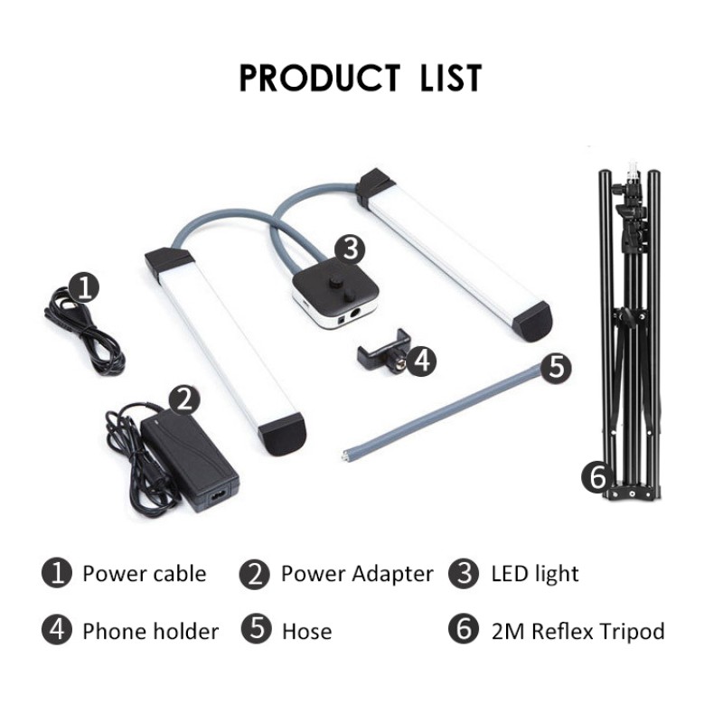 LED Makeup Lamp Supplier - Dual Arm Lash Lamp Flicker-free Lighting with Tripod Phone Holder