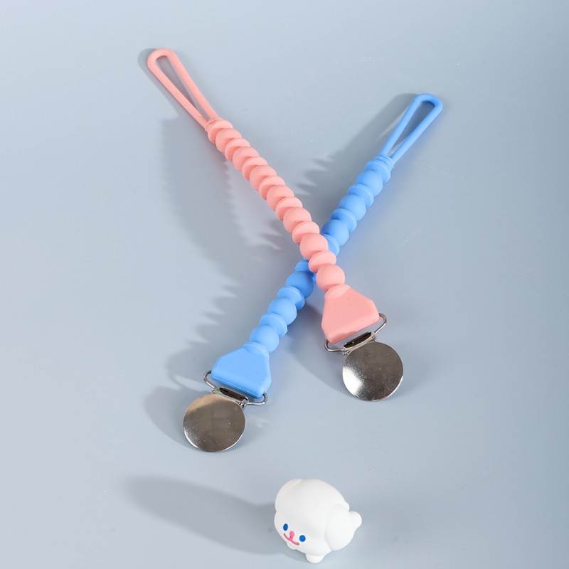 Pacifier Holder Supplier - Adjustable Silicone Chain Clip
