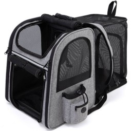 Pet Travel Bag Supplier - Factory Supplies Expandable Carrier with Safety Strap Collapsible Bag