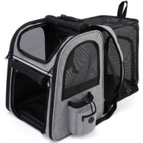 Pet Travel Bag Supplier - Factory Supplies Expandable Carrier with Safety Strap Collapsible Bag