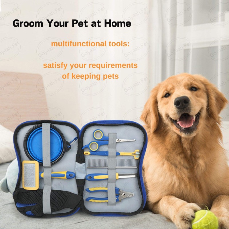Pet Brush Set Factory - Professional 8 in 1 Grooming Kit Tool Set with Storage Bag