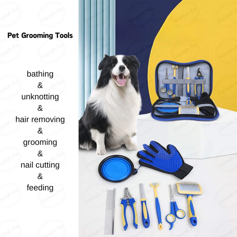 Pet Brush Set Factory - Professional 8 in 1 Grooming Kit Tool Set with Storage Bag