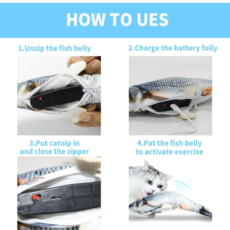 Simulation Fish Toy Manufacturer - Manufacturer Wholesale Custom Fish Shape USB Washable Toy