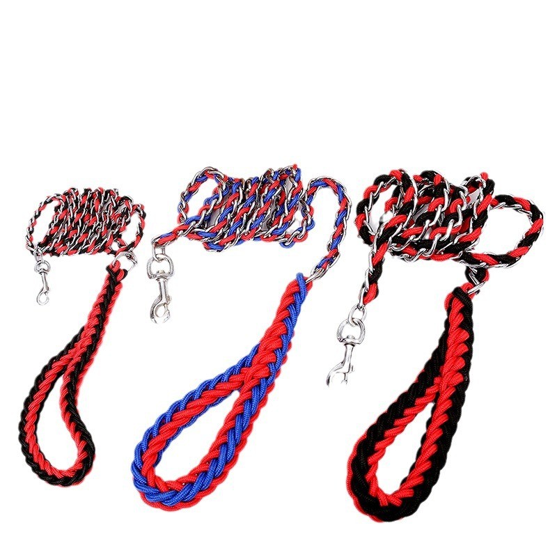 Anti-Bite Collar Supplier - Factory Supplier Nylon Anti-Bite Dog Collar Leash Set Handmade Chain