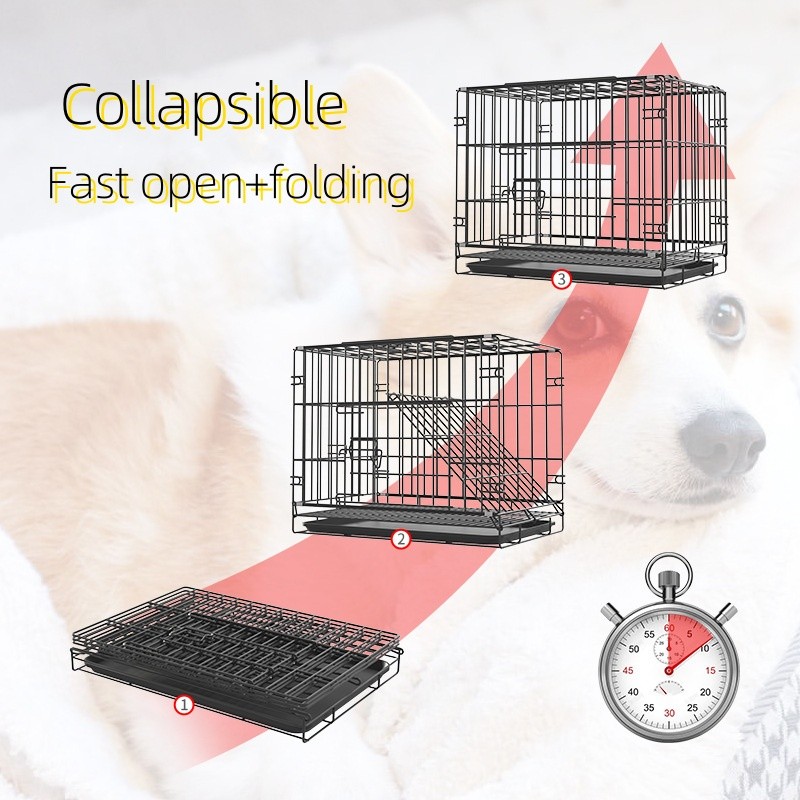 Folding Dog Crate Factory - Wholesale Factory Foldable Collapsible Wired Metal Stacked Dog Crate