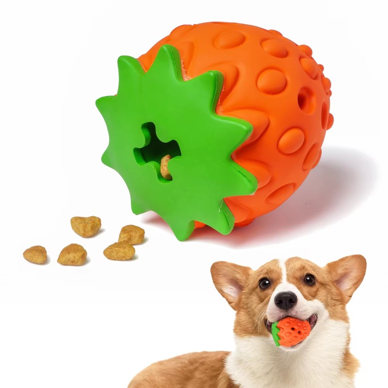 Rubber Dog Toy Supplier - Wholesale Fruit Strawberry Durable Rubber Bite Resistant Puzzle Toy
