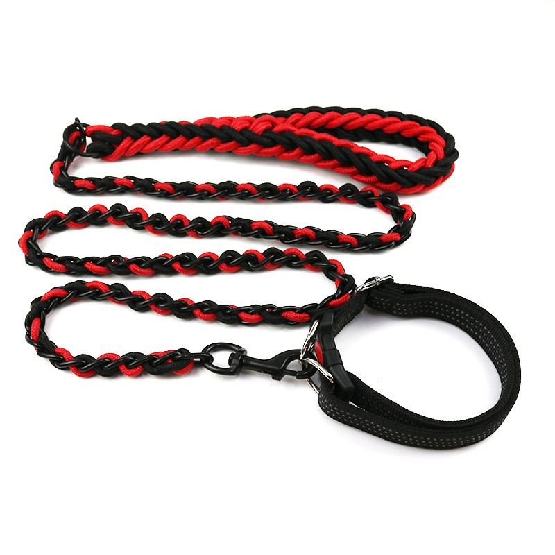 Anti-Bite Collar Supplier - Factory Supplier Nylon Anti-Bite Dog Collar Leash Set Handmade Chain