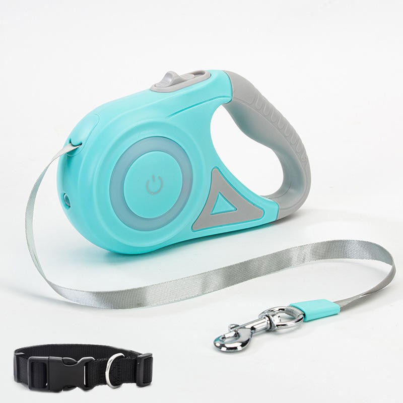 Retractable Dog Leash Manufacturer - Custom Logo Retractable Nylon Leash with LED Flash Light