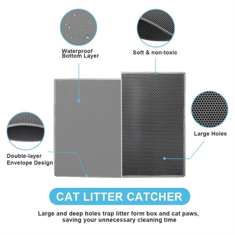 Litter Mat Supplier - Custom Detachable Waterproof Double Layer Eco Friendly Litter Trapper Mat