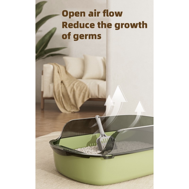 Plastic Litter Box Factory - Extra Large Semi-Enclosed High Fence Thickened Plastic Cat Toilet