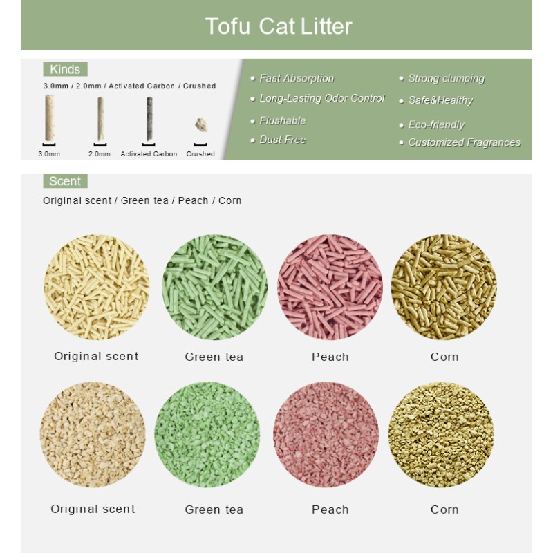 Tofu Cat Litter Supplier - Manufacturer's Activated Plant Tofu Litter Strong Clumping Flushable