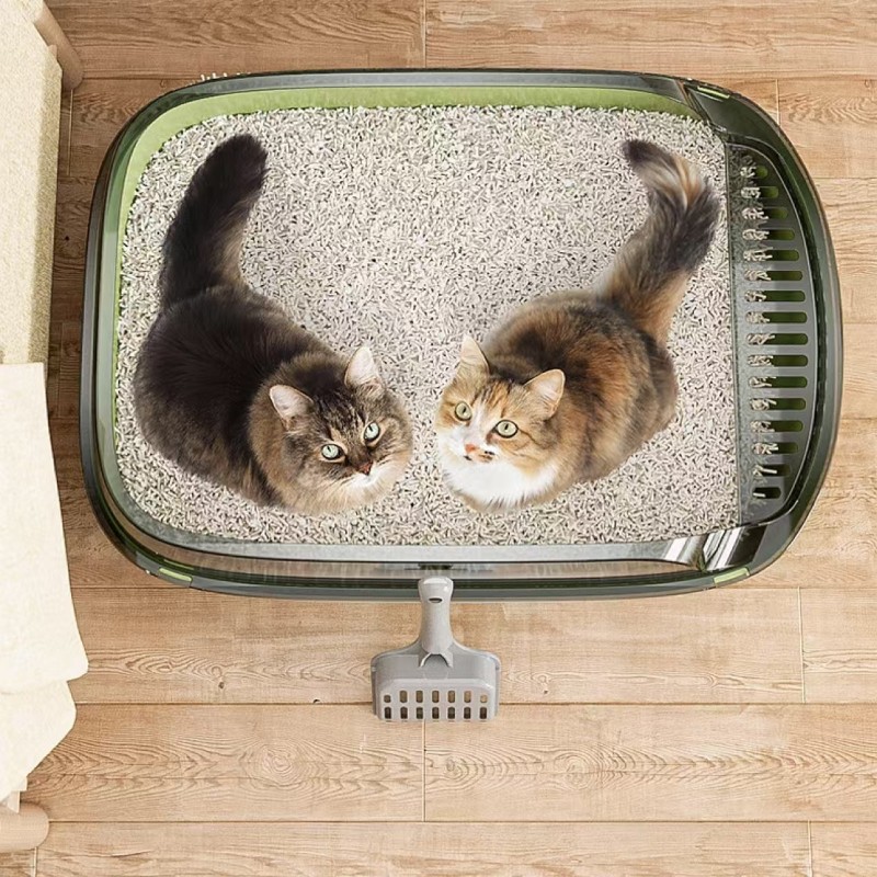 Plastic Litter Box Factory - Extra Large Semi-Enclosed High Fence Thickened Plastic Cat Toilet